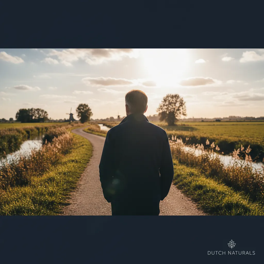 Anonieme man wandelt buiten in de natuur - actieve levensstijl na je 50e